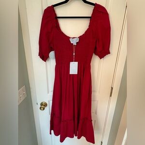 NWT Sz M Hill House Louisa Red Midi Dress